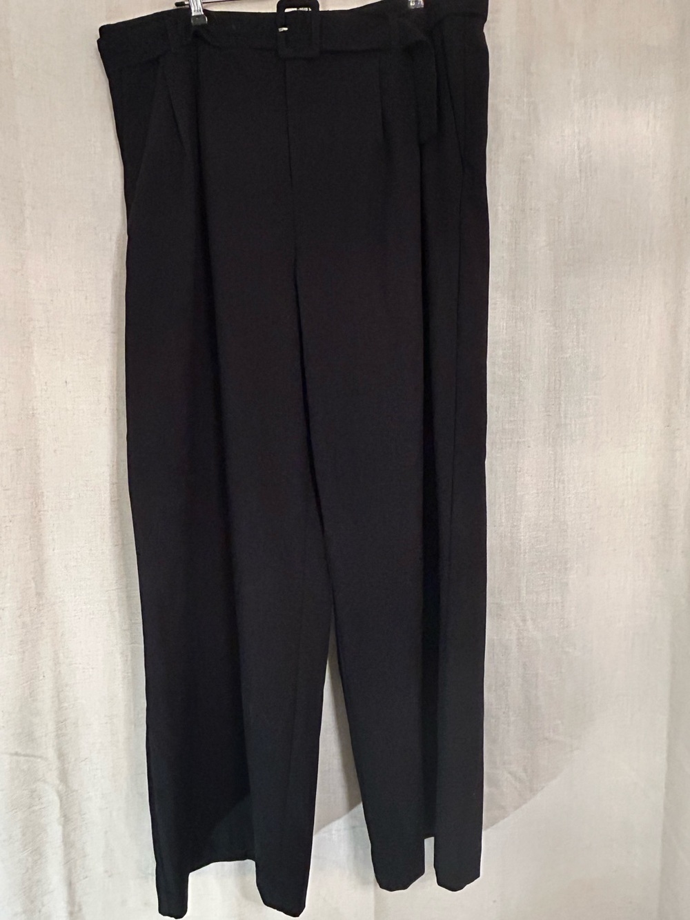 A New Day Black High Rise Belted Pleated Wide Leg Pants Size 16